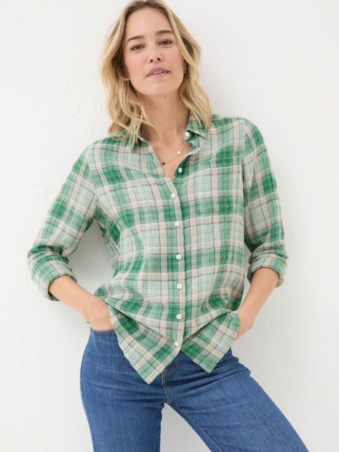Olivia Green Waffle Check Shirt (E50217) | £28