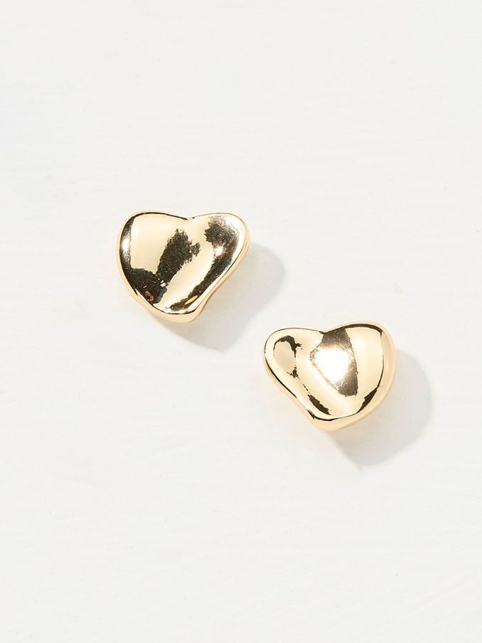 Gold Tone Heart Studs Earrings (E50288) | £8.50