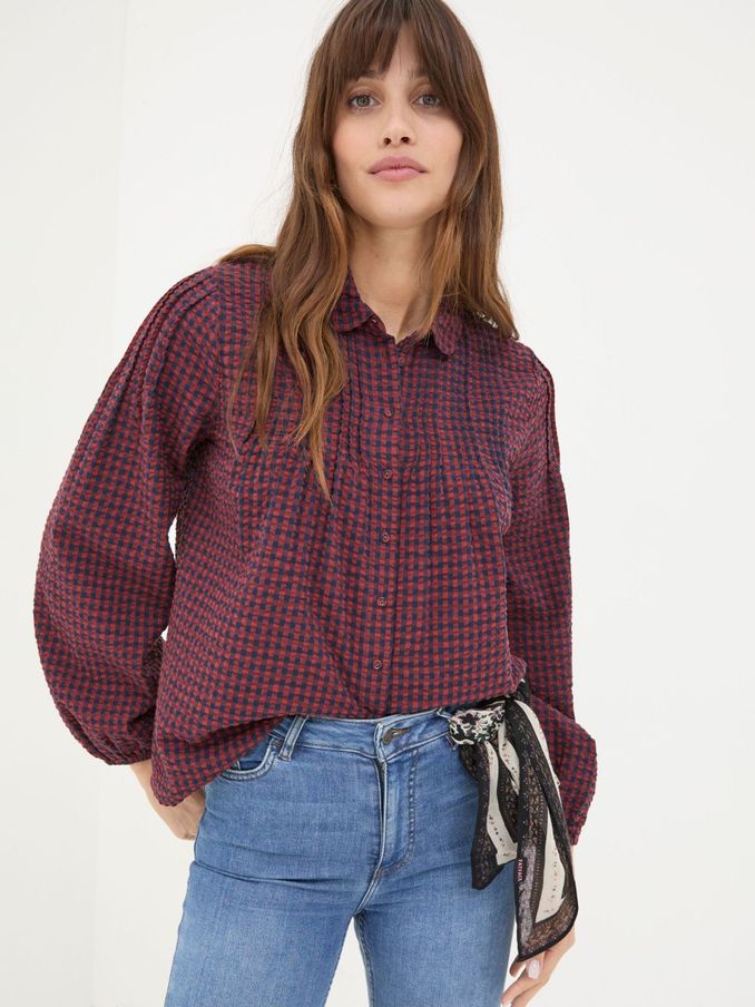 Elsie Red Gingham Blouse (E50313) | £28