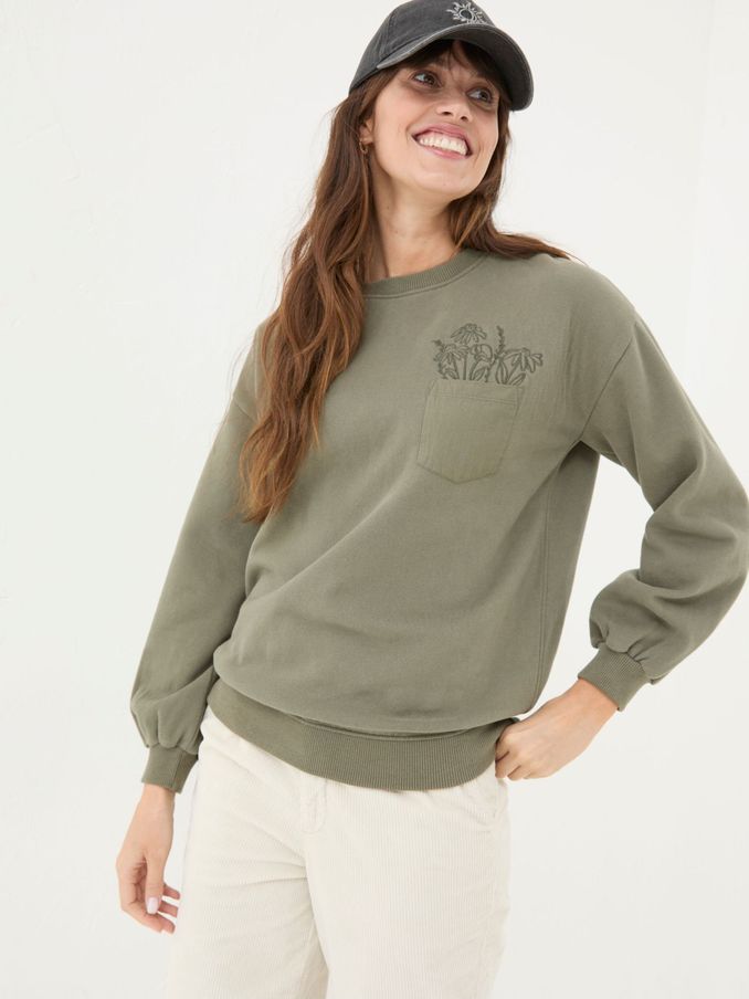Alex Green Khaki Graphic Pocket Sweat Top (E50345) | £26