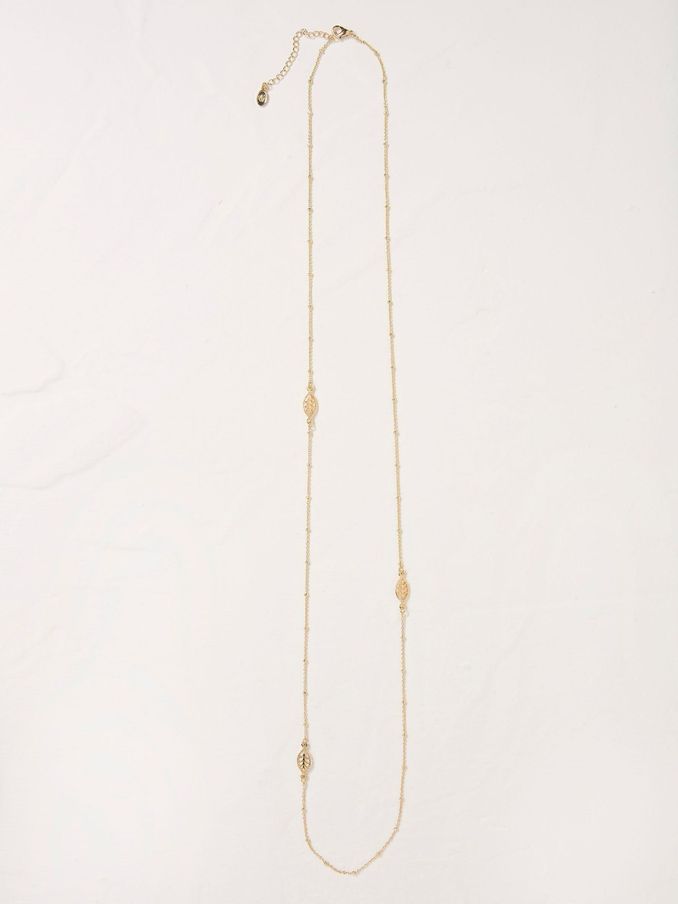 Gold Tone Leaf Necklace (E50356) | £6