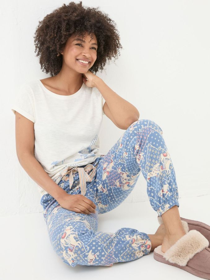 Horse Print Cream Graphic Pyjama Top (E50357) | £12