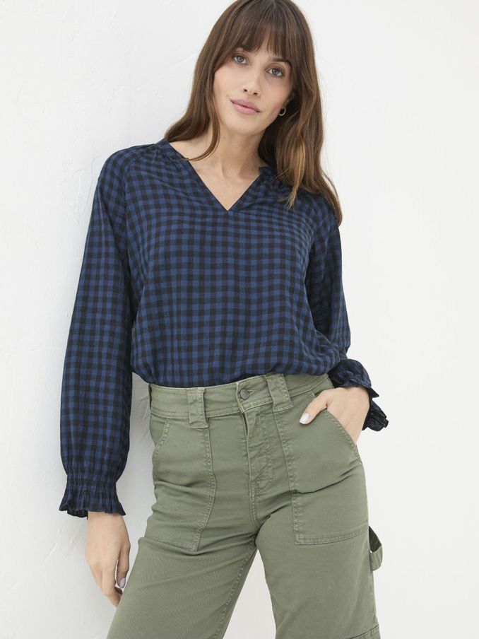 Pacey Blue Pacey Gingham Blouse (E50370) | £30