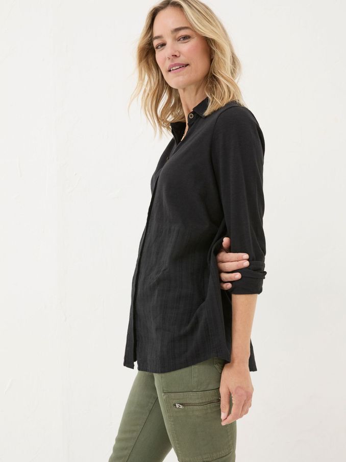 Sammy Black Shirt Tunic (E50438) | £25