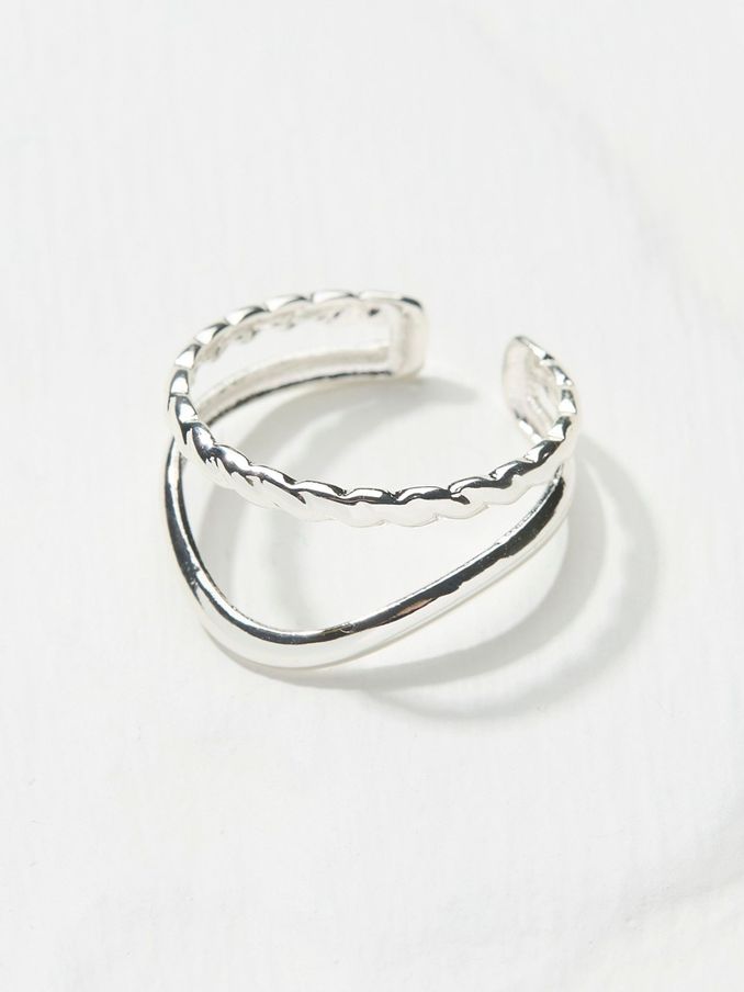 Silver Tone Stacked Ring (E50469) | £10.50