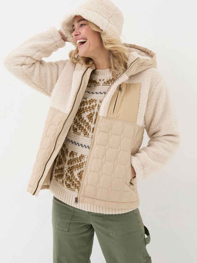 Honey Natural Fleece Quilted Jacket (E50477) | £65