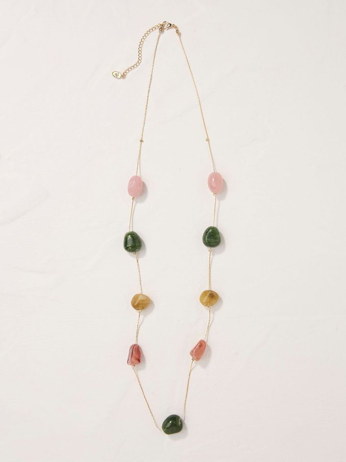 Gold Tone Large Stone Necklace (E50483) | £8