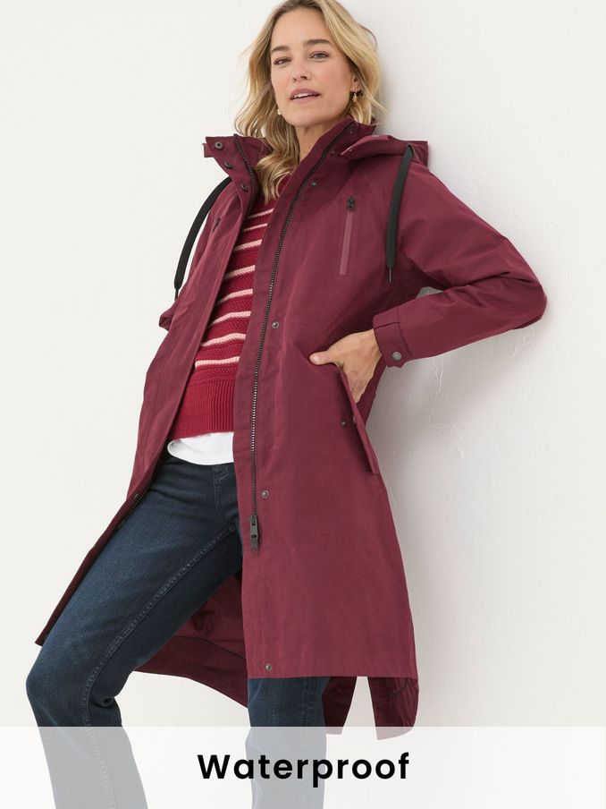 Juno Red Waterproof Long Coat (E50540) | £90