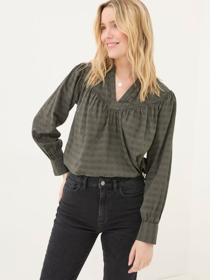 Mathilde Khaki Green Blouse (E50555) | £30