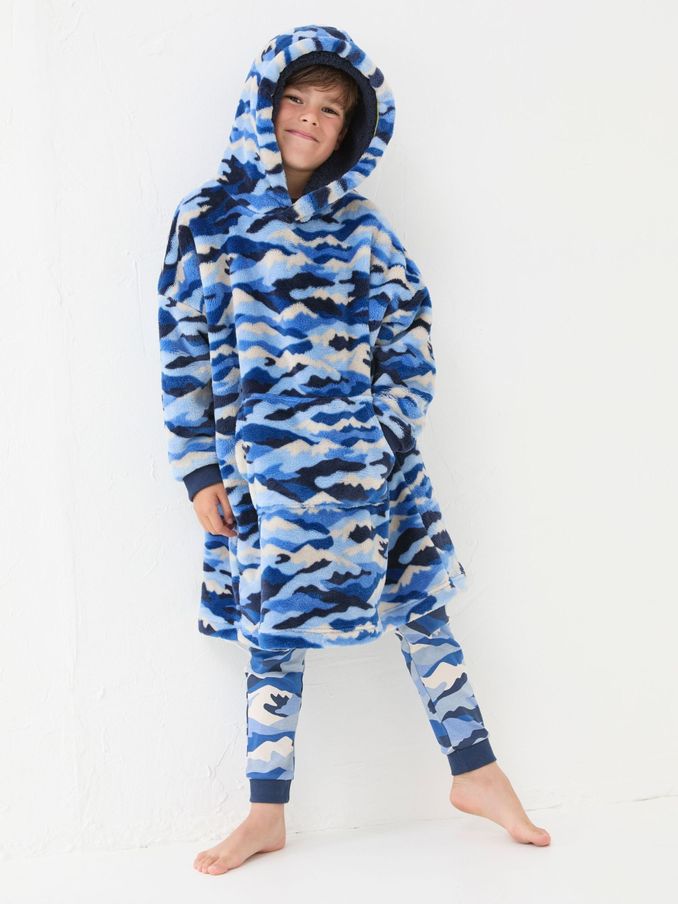 Camo Navy Blue Oversized Hoodie (E50558) | £12