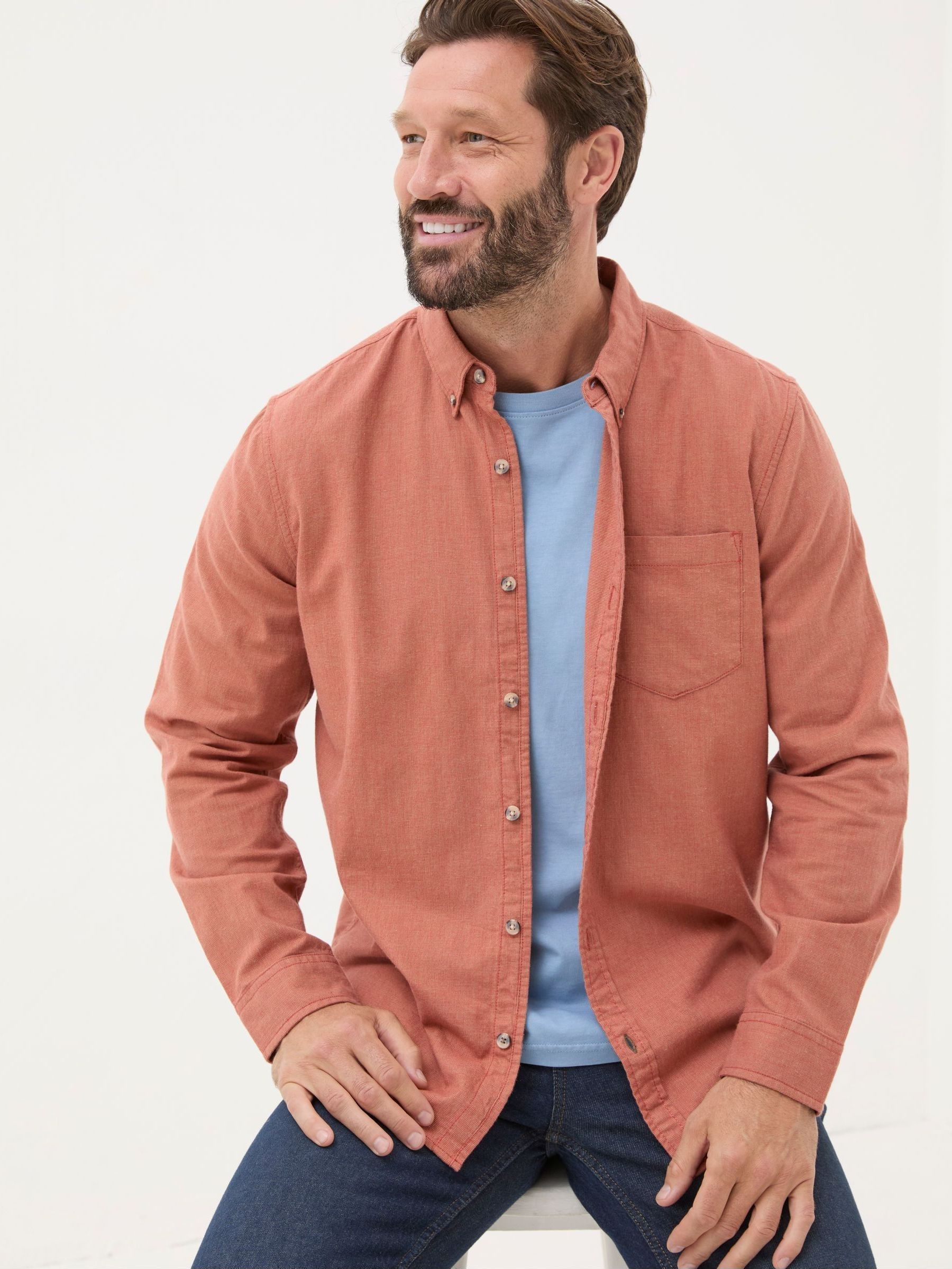 Orange Long Sleeve Tadlow Shirt (E50577) | £30