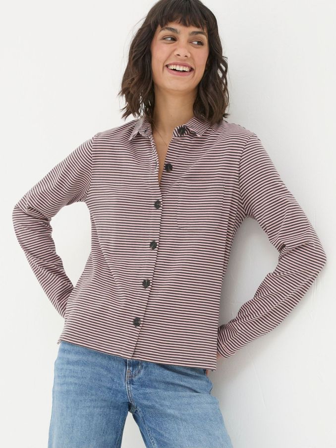 Jess Grey Striped Shirt (E50599) | £26