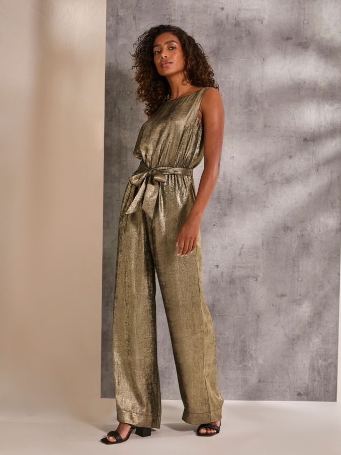Gisele Gold Metallic Jumpsuit (E50603) | £45