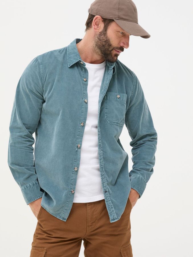 Green Long Sleeve Cord Shirt (E50637) | £35