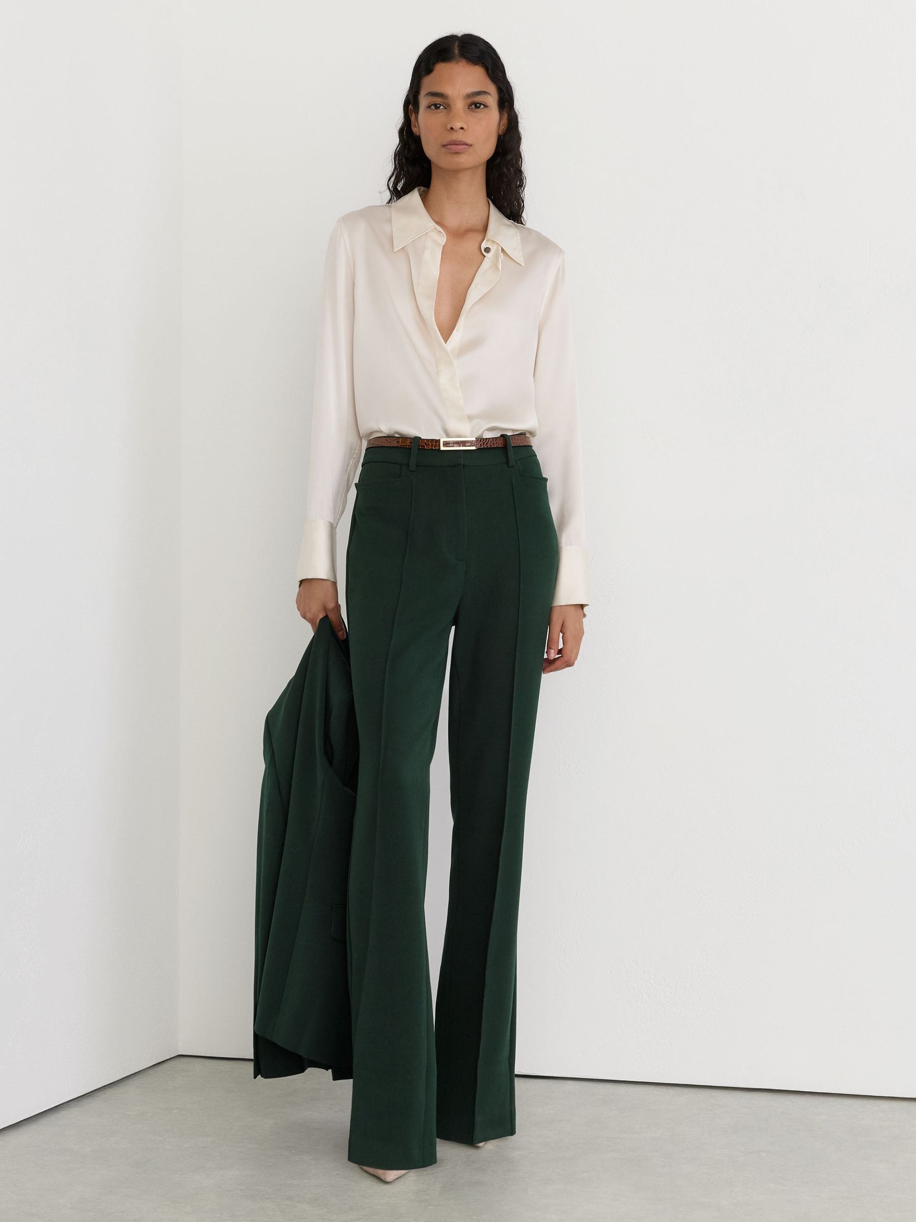 Green - Flared Suit Trousers