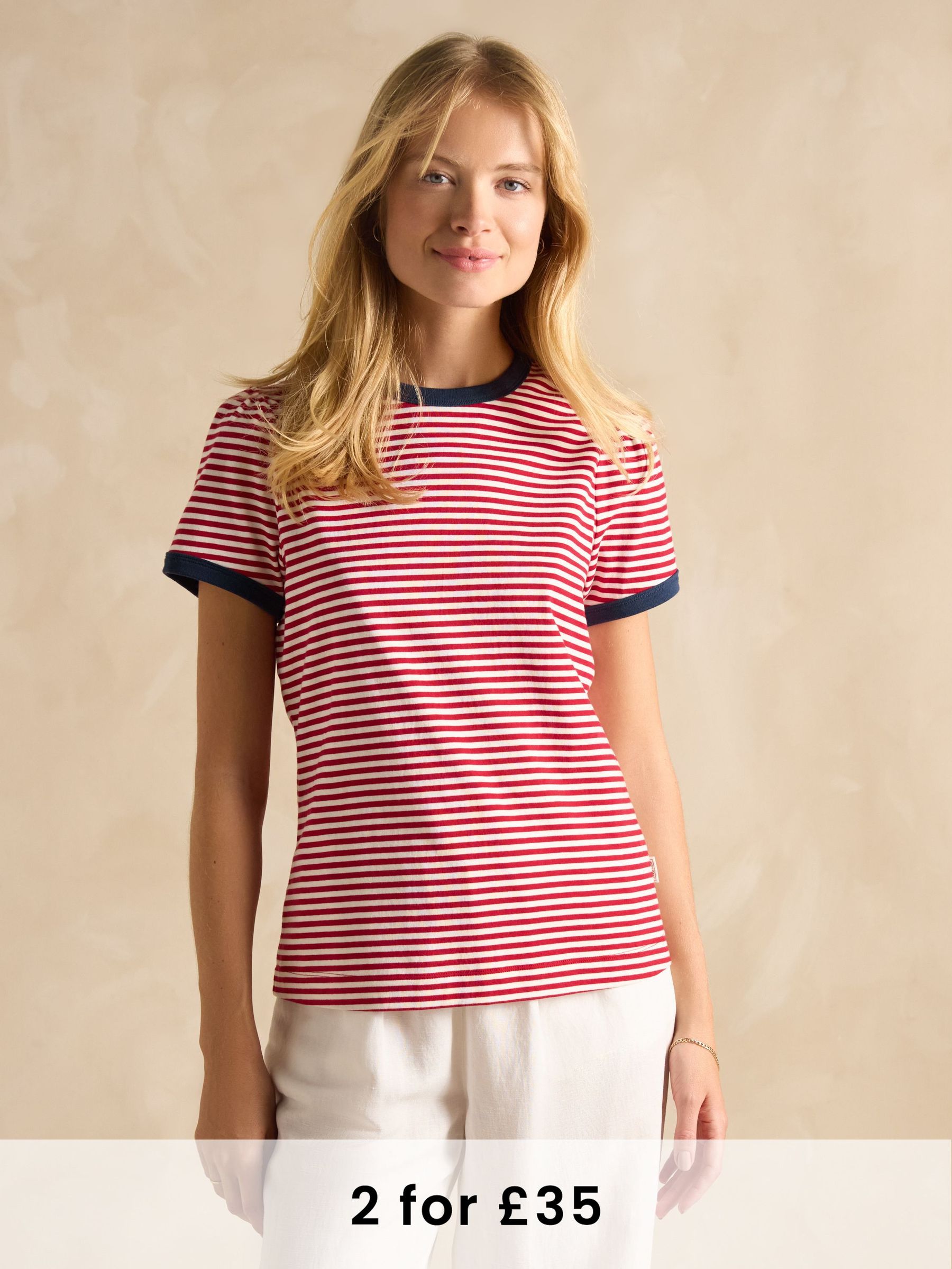 Erin Red Short Sleeve Striped T-Shirt (E51638) | £24