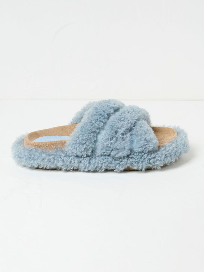 Borg Blue Crossover Slippers (E52059) | £20