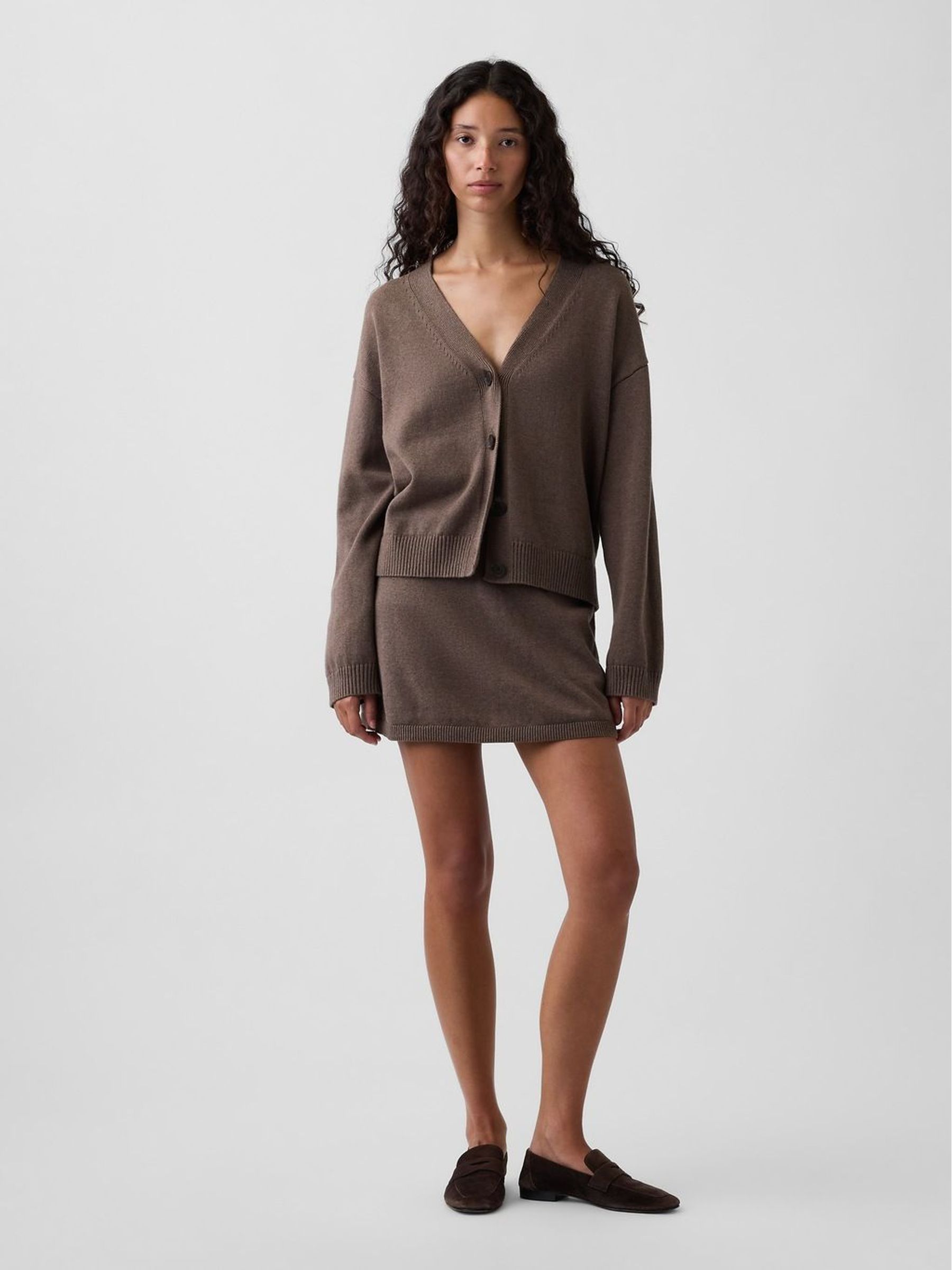 Brown - Mini Knitted Skort