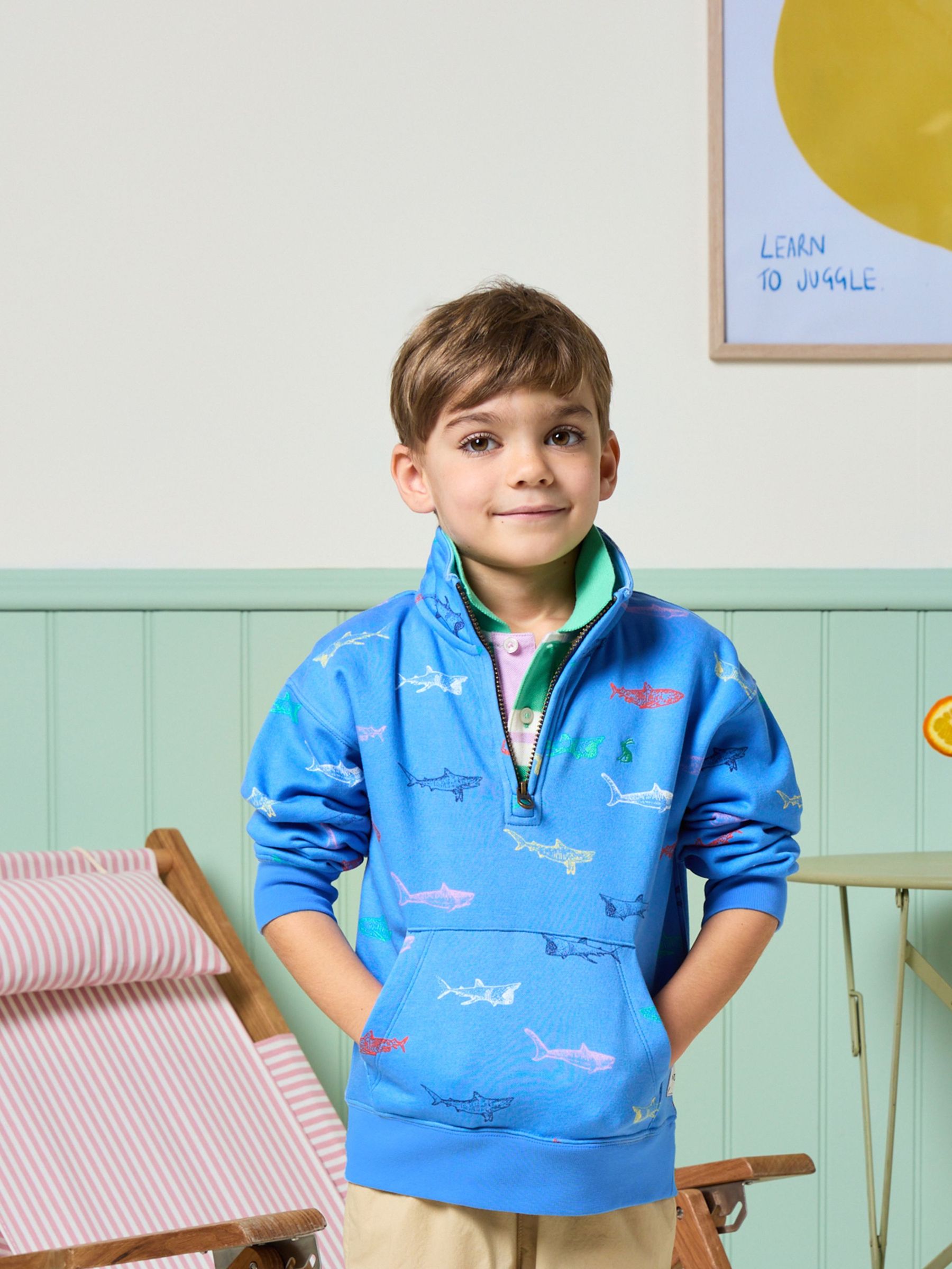 Boys' Alfie Light Blue Quarter Zip Sweatshirt (E55170) | £15 - £17