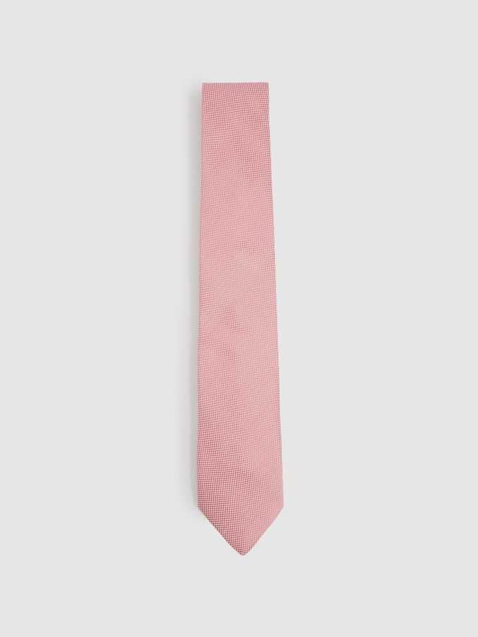 Textured Silk Blend Tie in Dark Pink (E55307) | £14