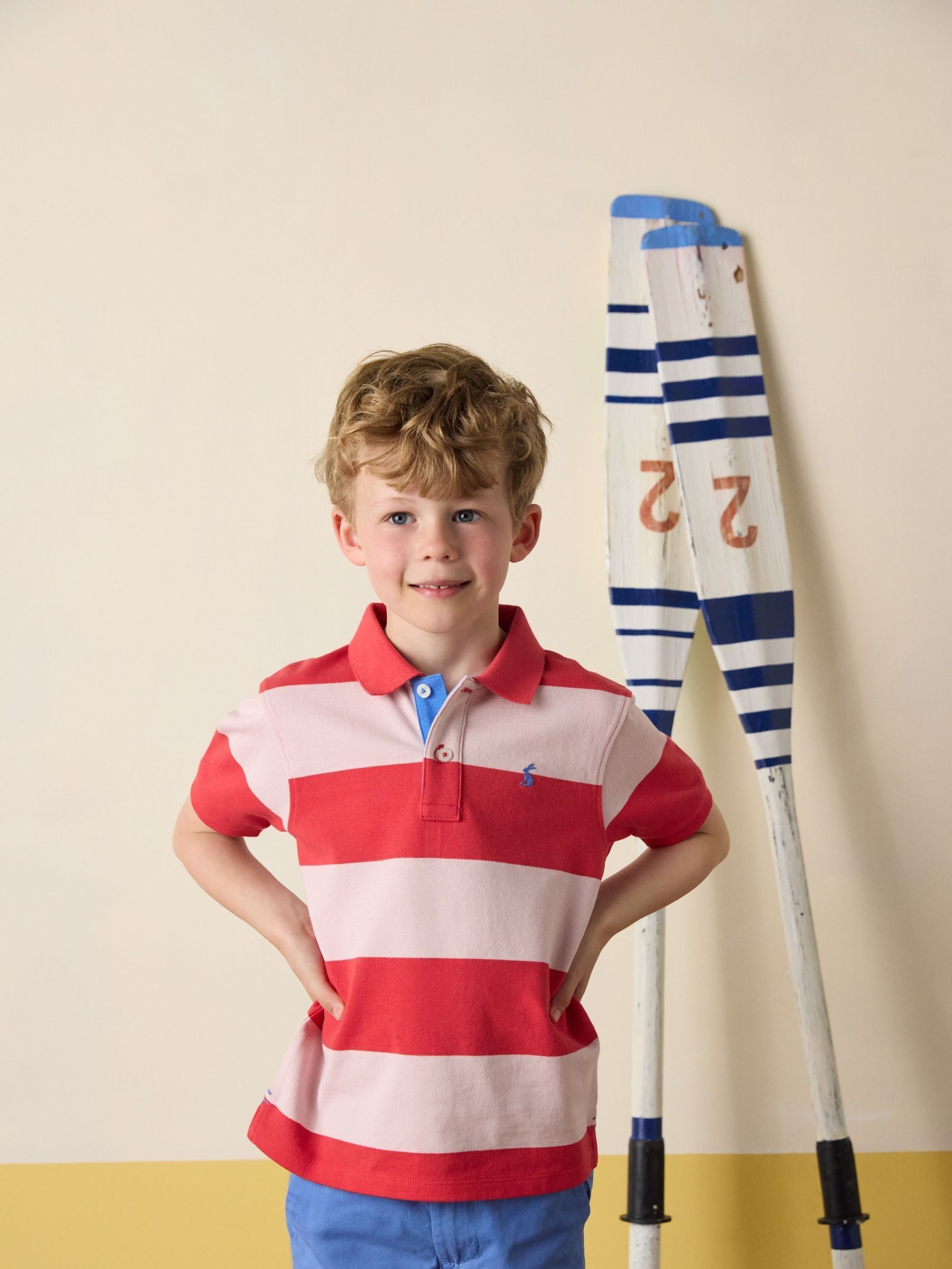 Boys' Woody Red Striped Polo Shirt (E55795) | £16 - £20