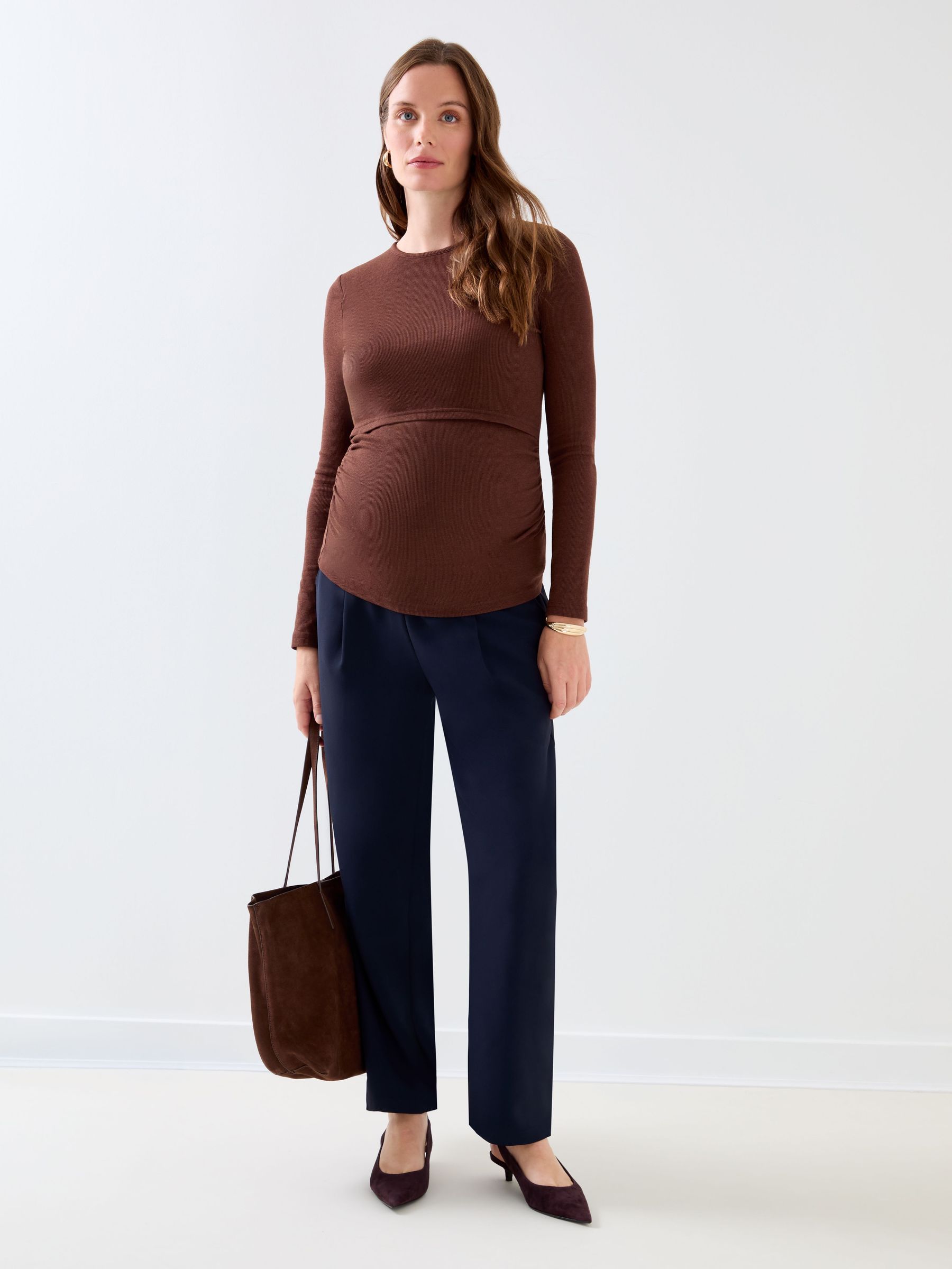Navy Blue - Tapered Leg Maternity Trousers
