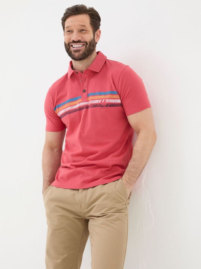 Red Chest Stripe Printed Polo Shirt (E55889) | £18