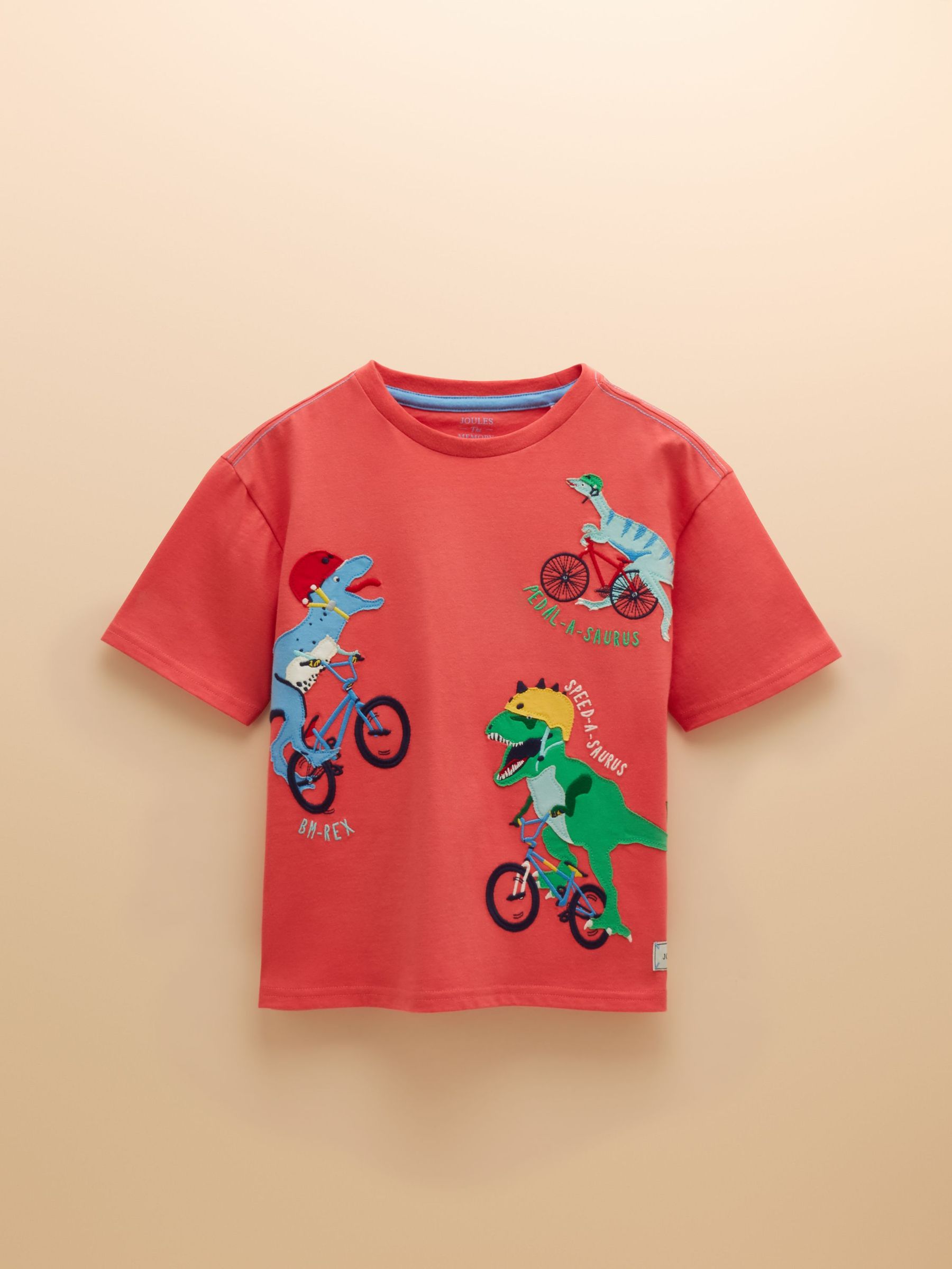 Archie Red Cotton Short Sleeve Applique T-Shirt (E56223) | £16 - £18