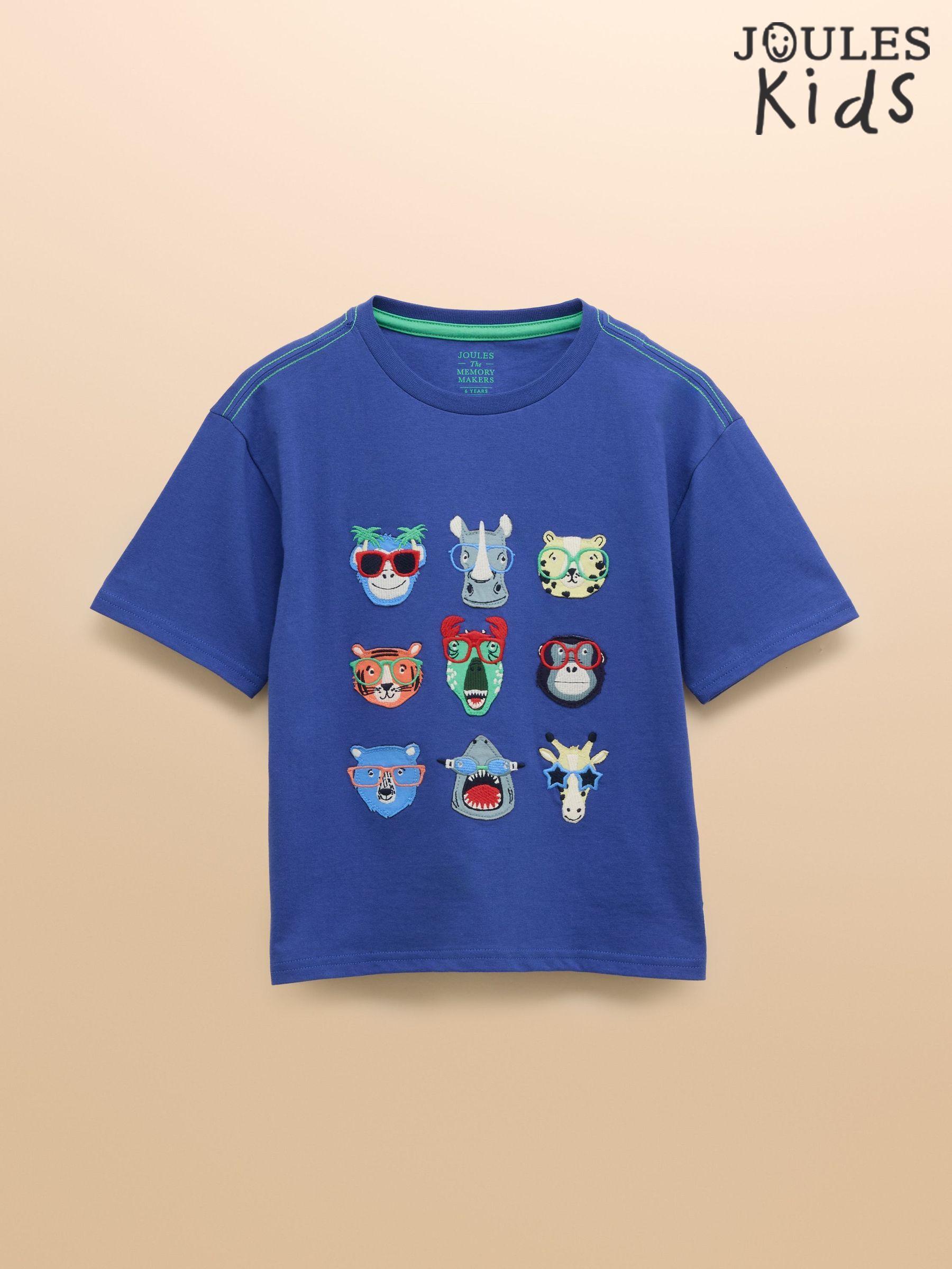 Archie Blue Cotton Short Sleeve Applique T-Shirt (E56236) | £16 - £18
