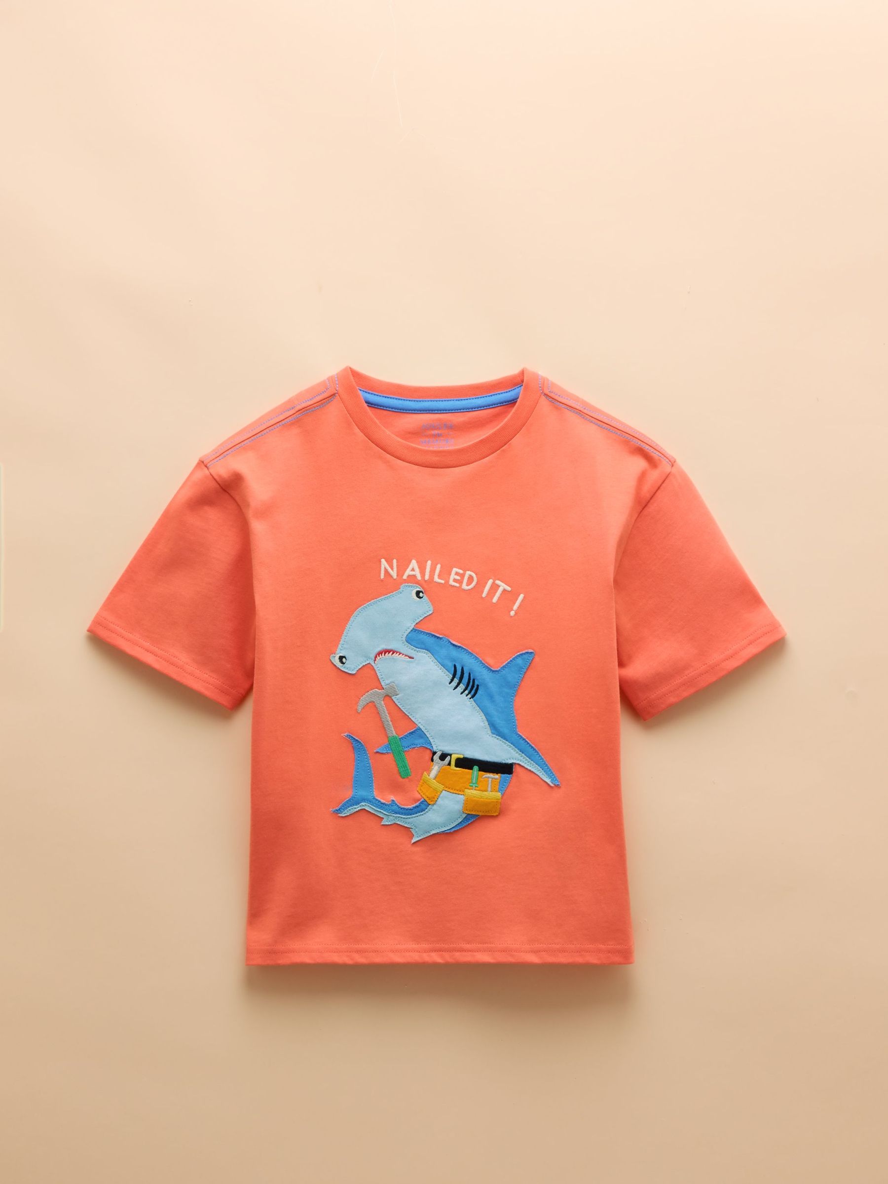 Archie Orange Cotton Short Sleeve Applique T-Shirt (E56237) | £16 - £18
