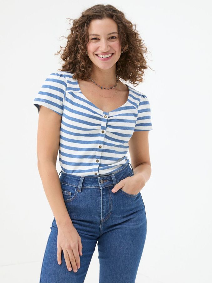 Carly Blue Short Sleeve Top (E56477) | £20