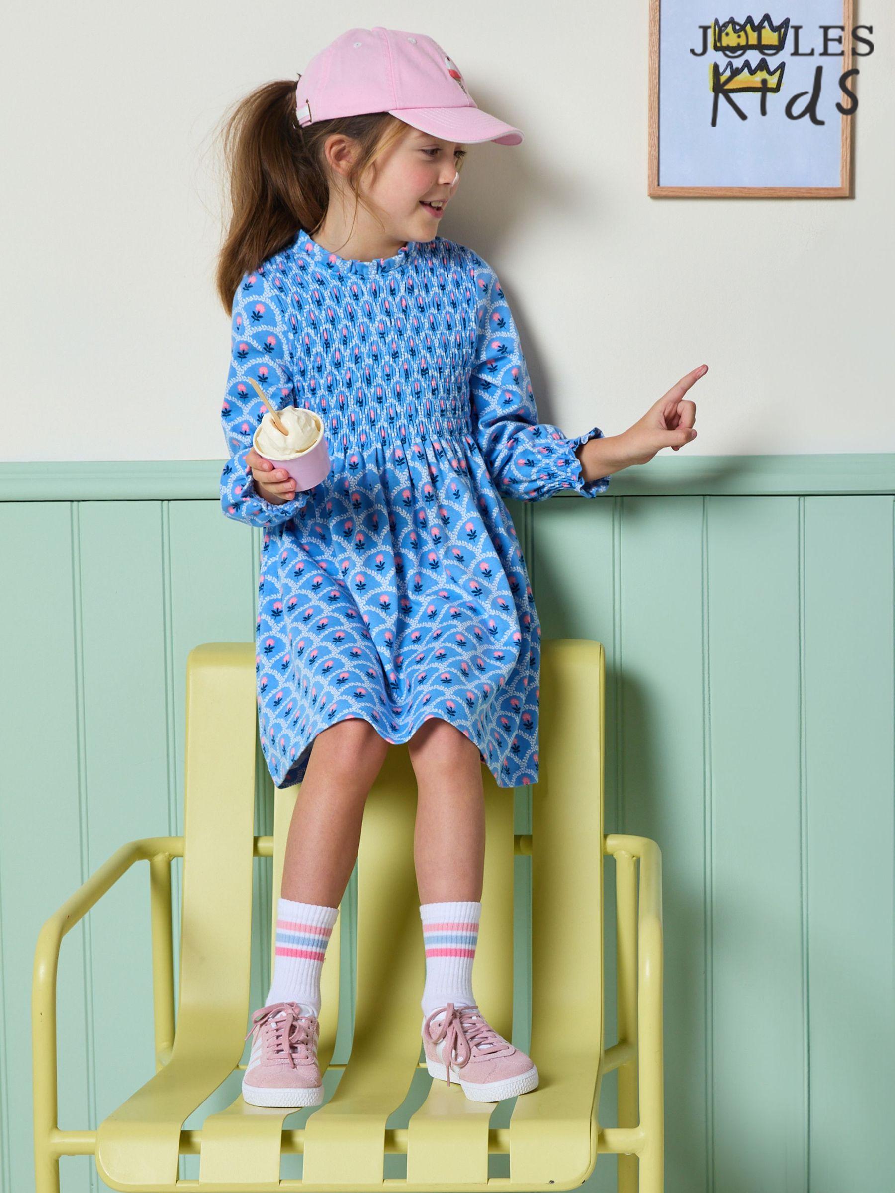 Girls' Gracie Blue Floral Printed Jersey Dress (E56516) | £24 - £27