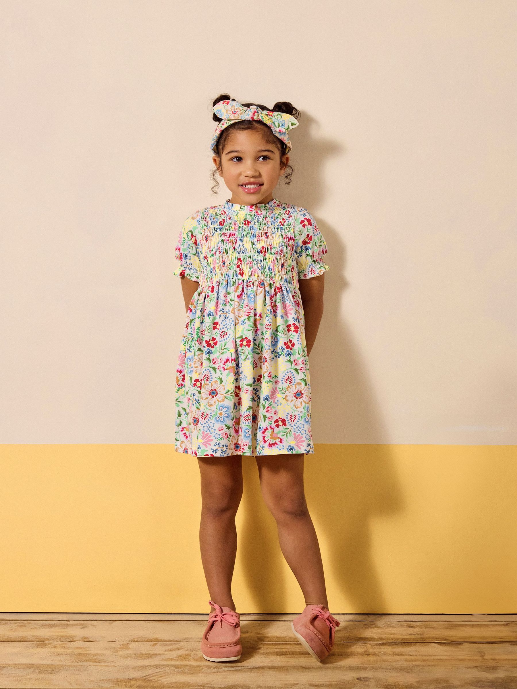 Gracie Multi Short Sleeve Shirred Dress (E56517) | £20 - £26