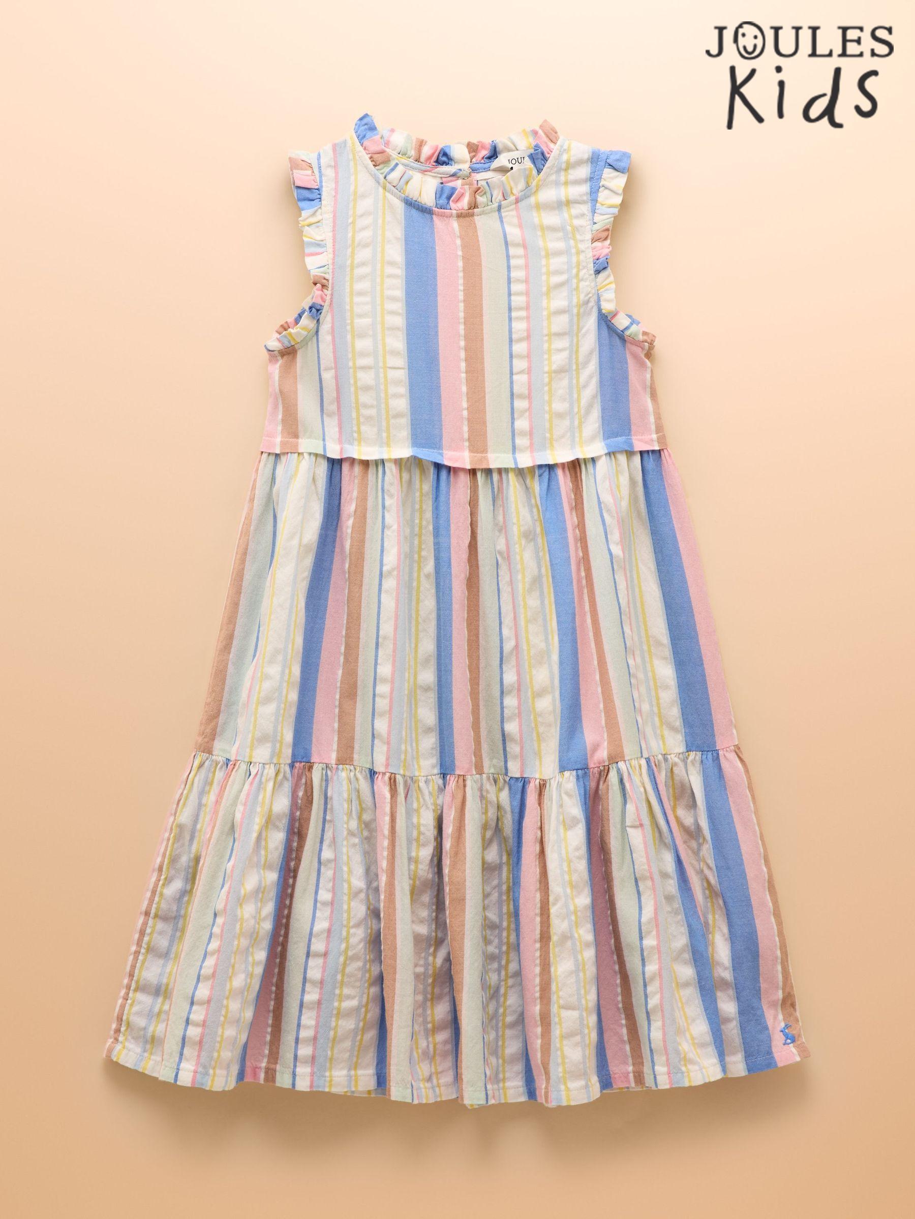 Poppie Blue & Pink Woven Midi Dress (E56519) | £34 - £40