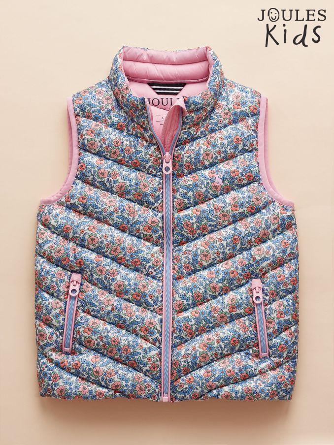 Girls' Crofton Gilet Pink Ditsy Showerproof Padded Gilet (E57827) | £29 - £32