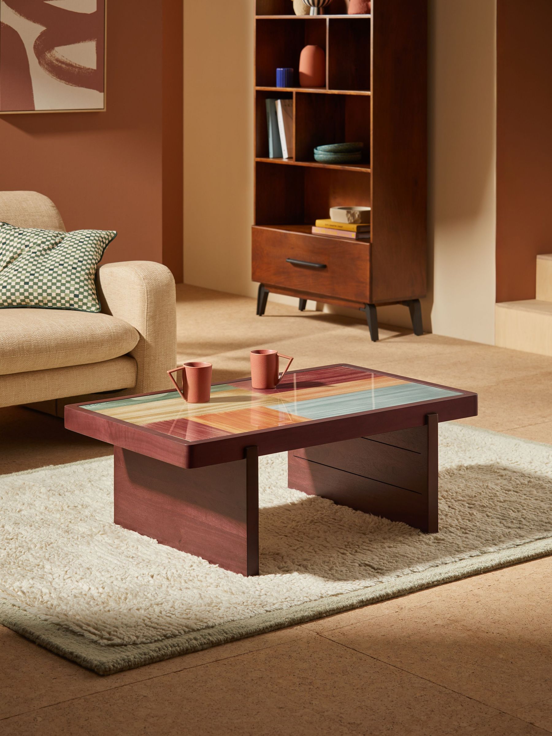 Jinni Coffee Table in Burgundy Mango Wood (E58043) | £449