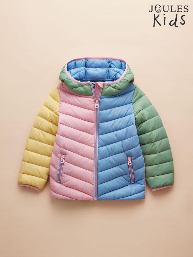 Kids' Cairn Blue Hotchpotch Showerproof Padded Coat with Hood (E58318) | £34 - £37