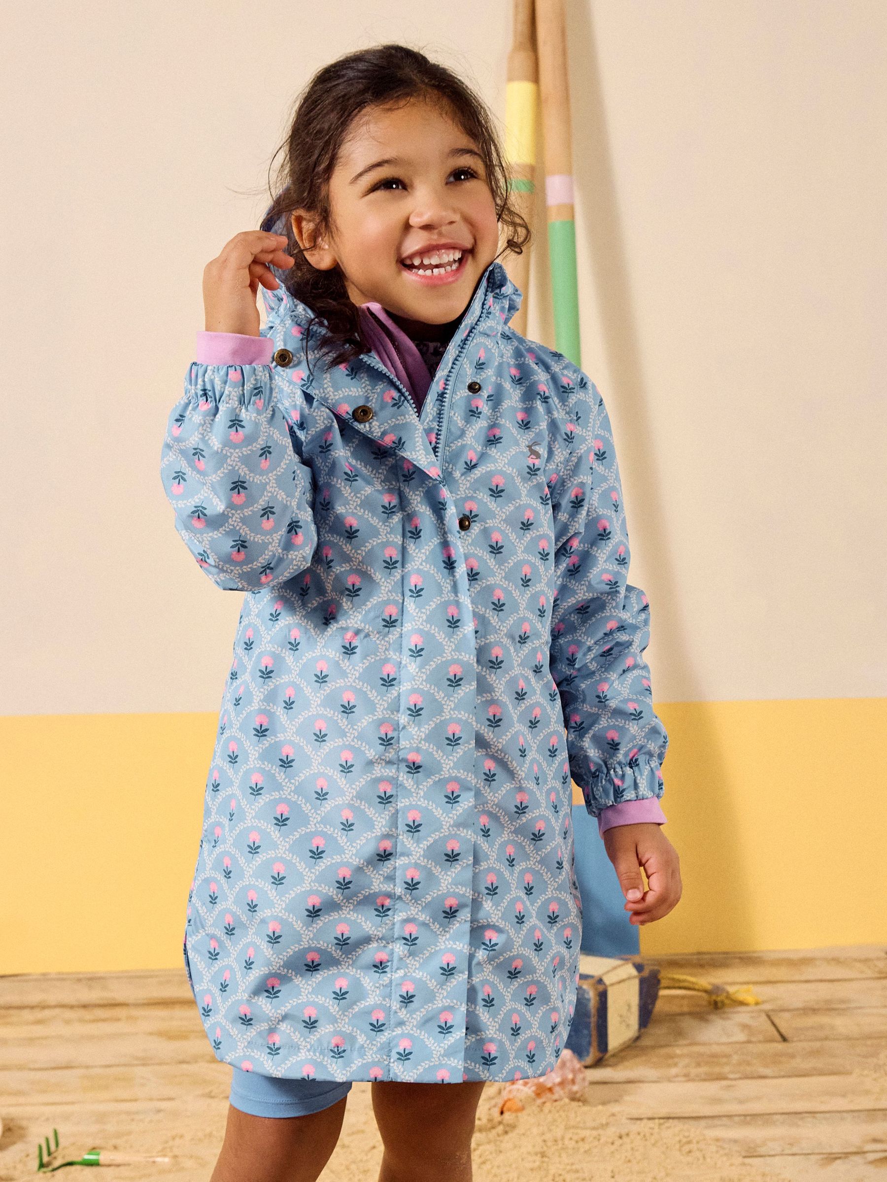 Rainford Blue Floral Waterproof Packable Raincoat With Hood (E58320) | £34 - £37