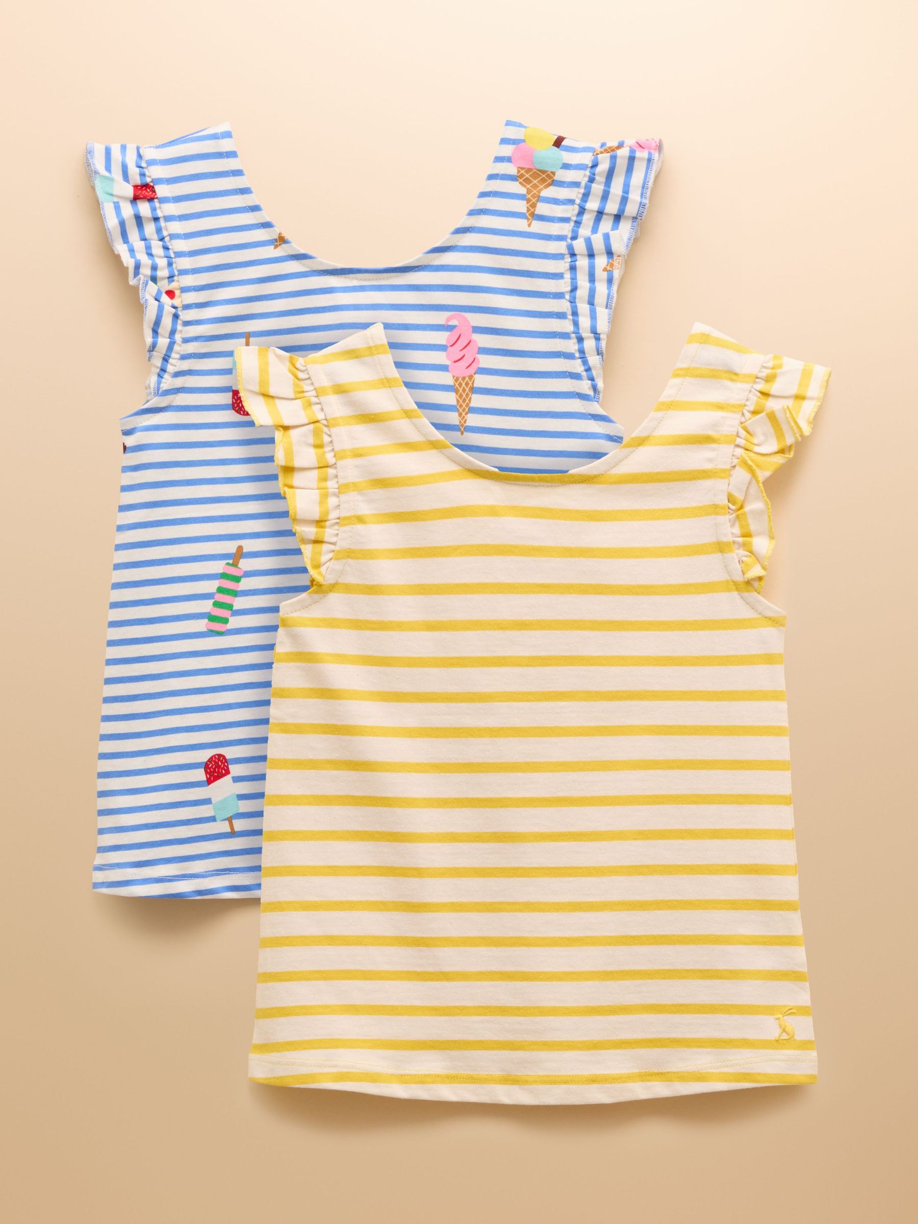 Butterfly Blue/Yellow Pack of Two Frill Vests (E59024) | £18 - £23
