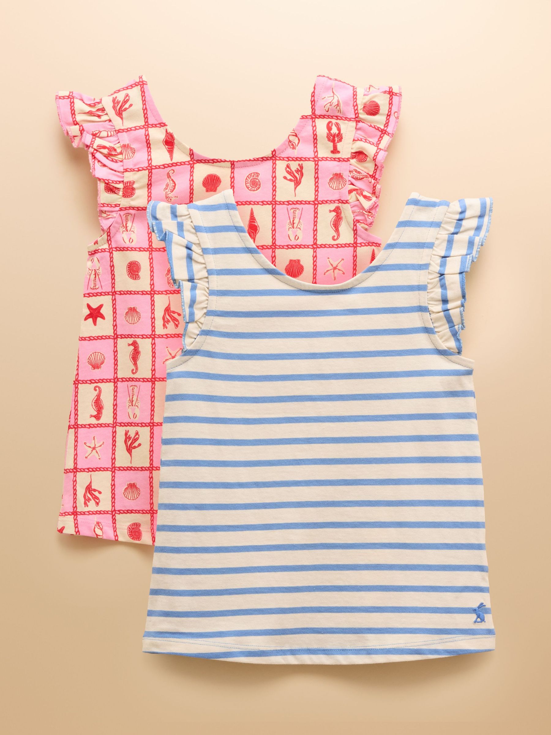 Butterfly Pink/Blue Pack of Two Frill Vests (E59025) | £18 - £23