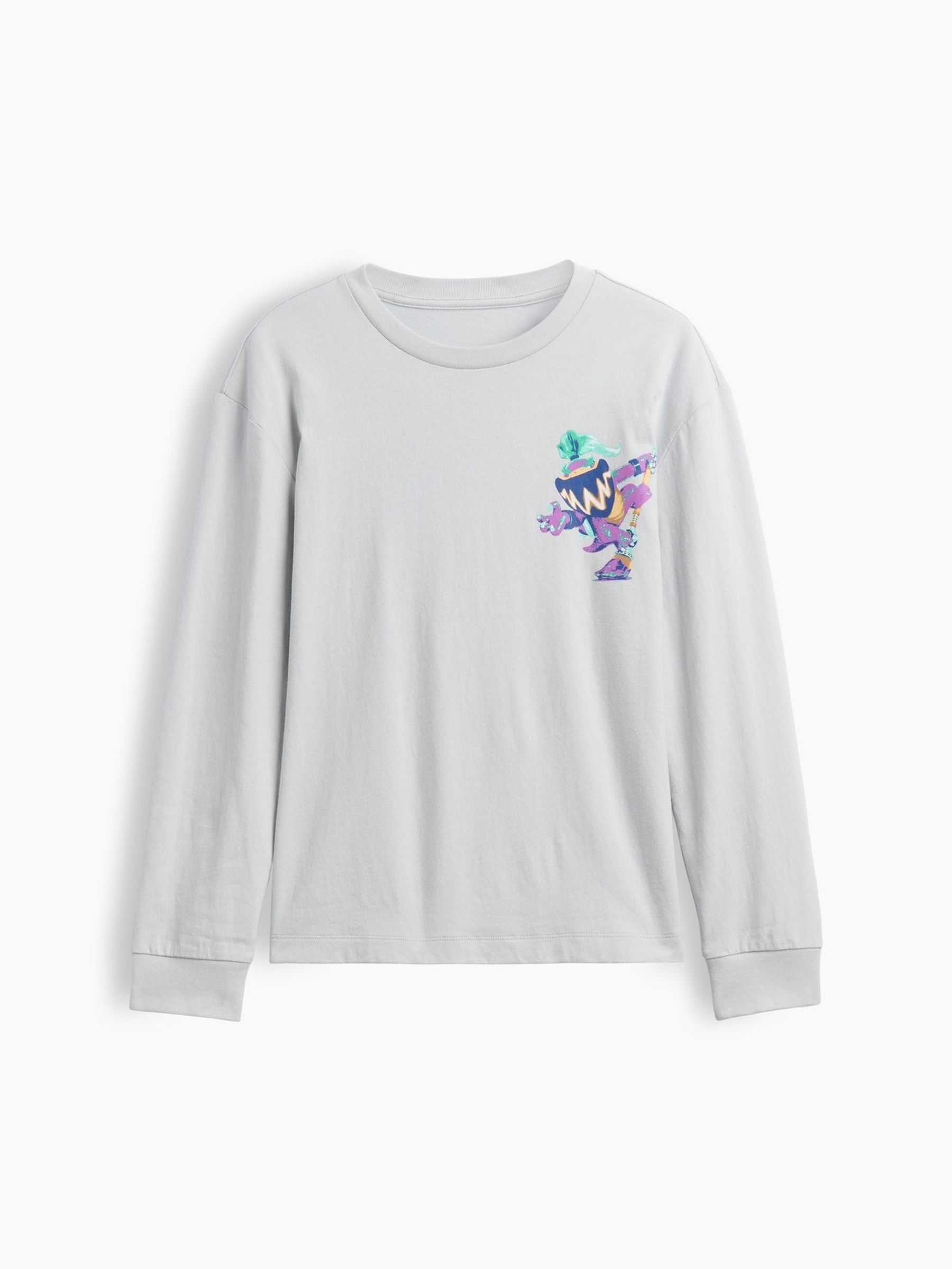 Grey - Super Mario Relaxed Graphic Long Sleeve T-shirt