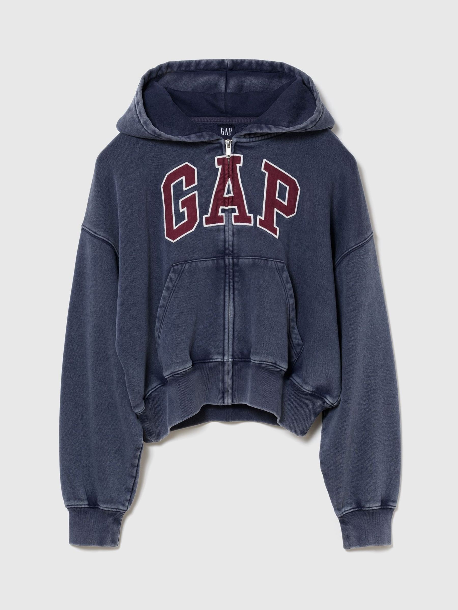 Blue - Vintage Soft Oversized Logo Zip-up Hoodie