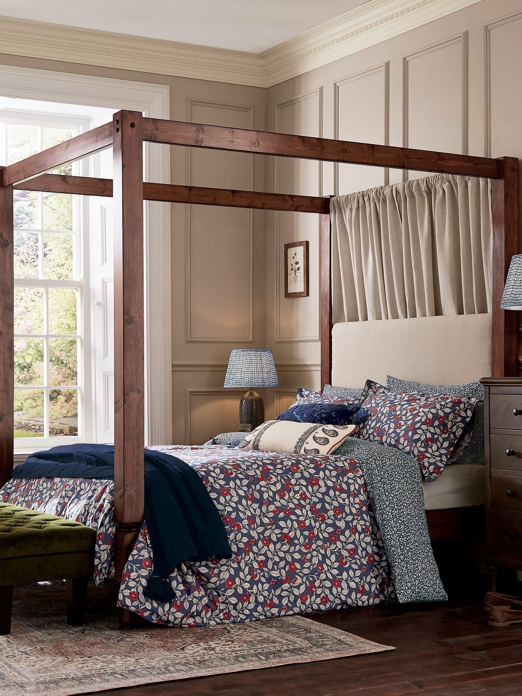 Grove Floral Blue 100% Cotton Bedding Set (E60113) | £65 - £105