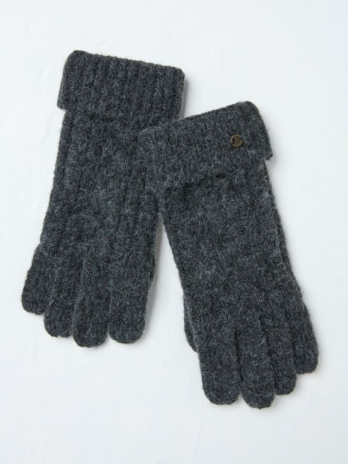 Charcoal Grey Cable Knit Gloves (E61217) | £12