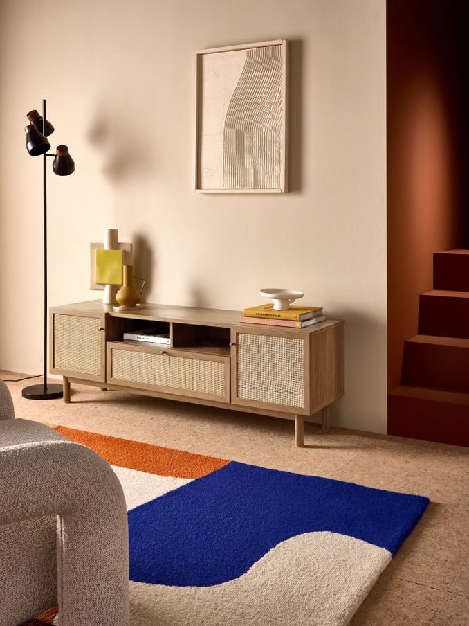 Pavia Rattan Superwide Up to 50 Inch TV Unit in Oak Effect (E63240) | £379