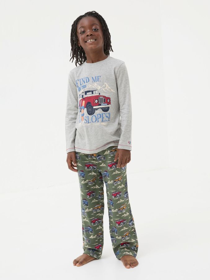 Khaki Green Vehicles Pyjama Set (E64216) | £18