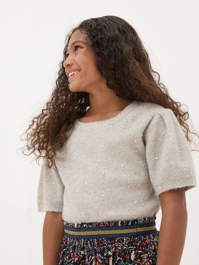 Oatmeal Sequin Knitted Top (E64347) | £11