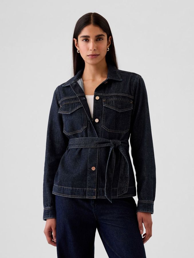 Blue Ultra Soft Denim Belted Jacket (E66054) | £30