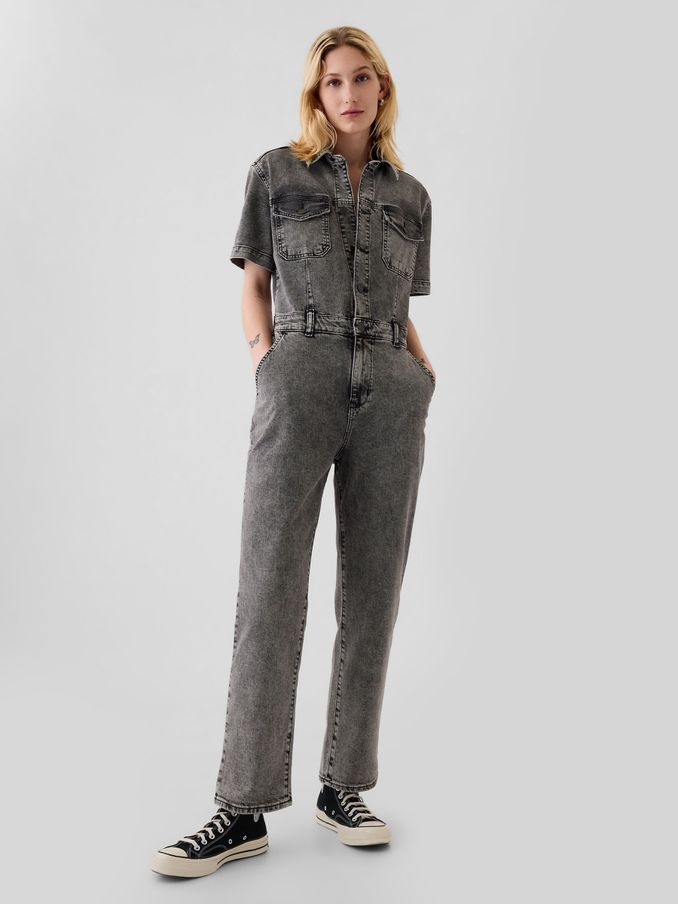 Black Denim Jumpsuit (E66057) | £39