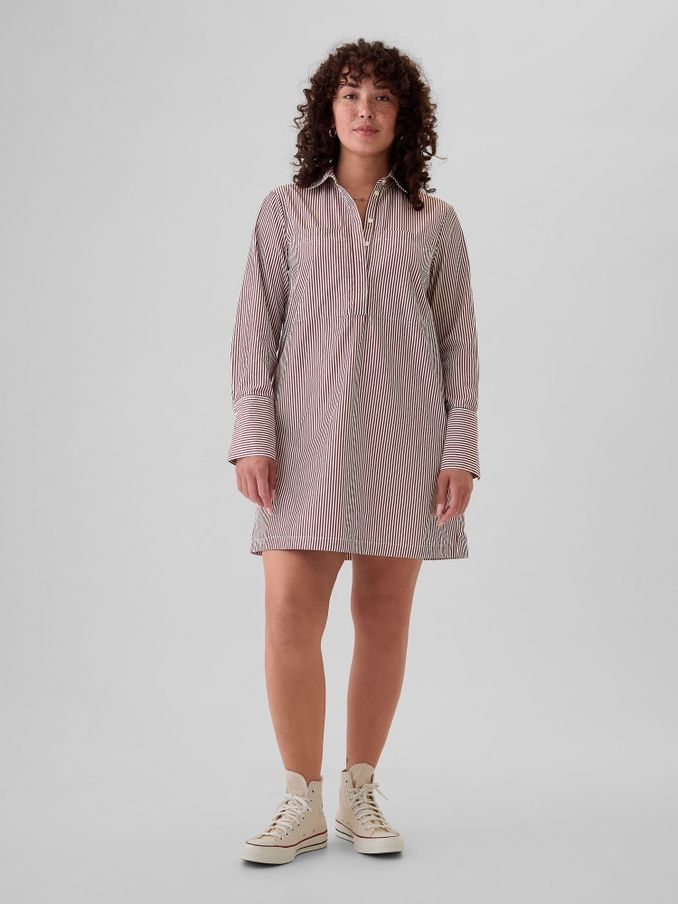 Red Cotton Mini Shirt Dress (E66065) | £27